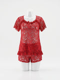 Red Lace Short Set