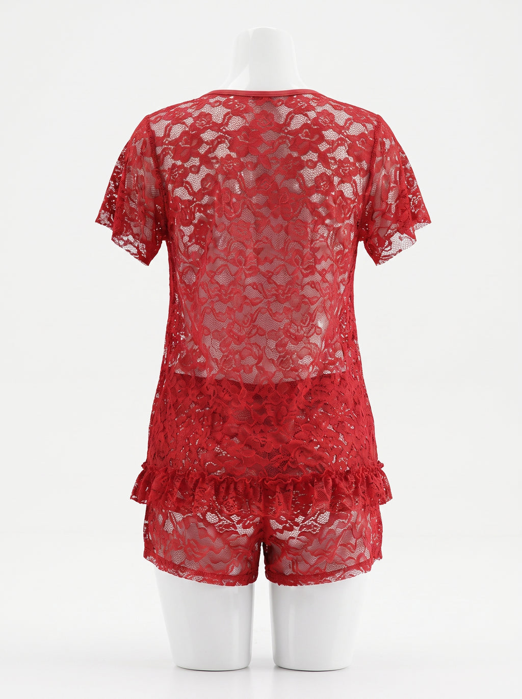 Red Lace Short Set