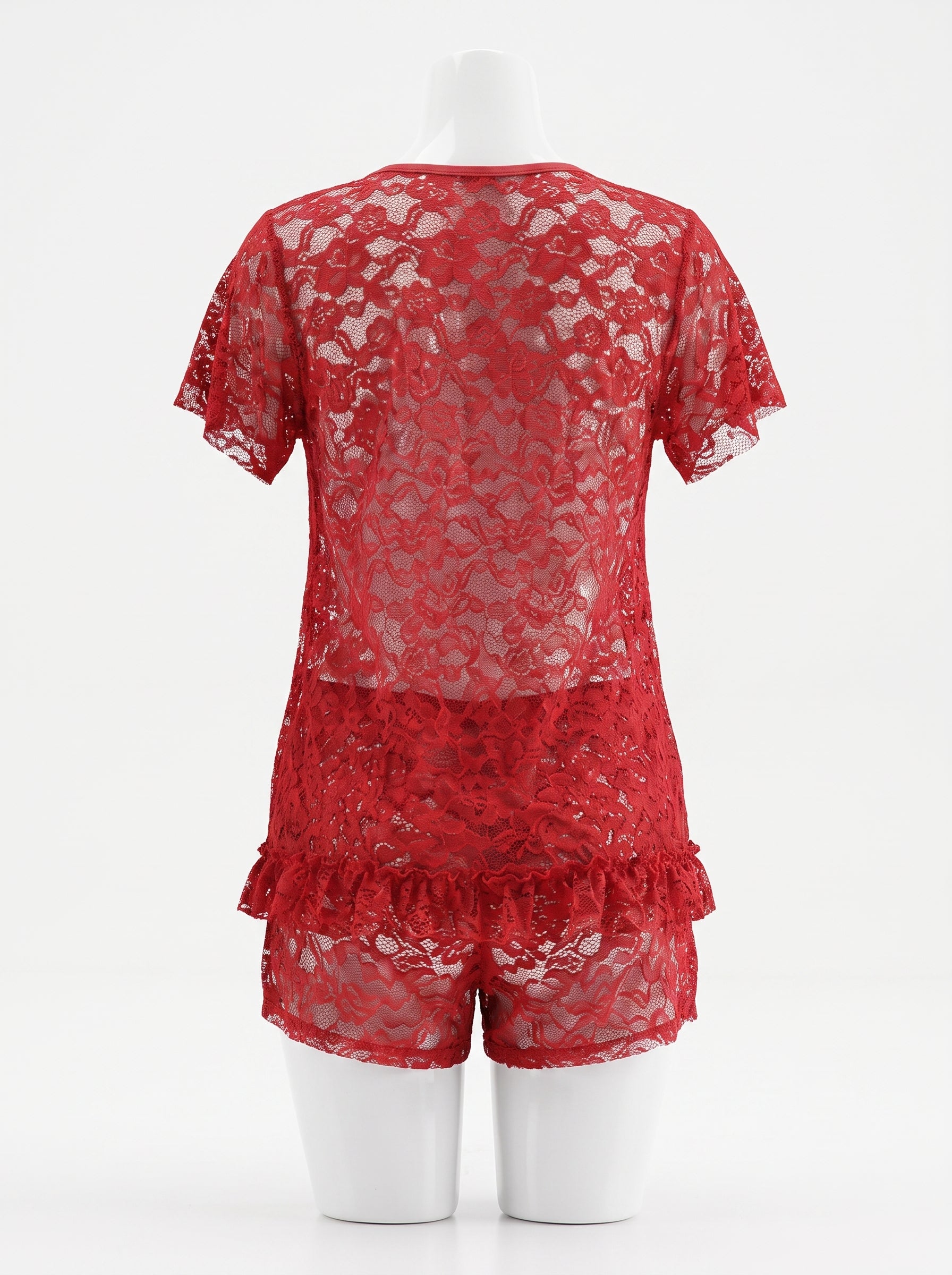 Red Lace Short Set